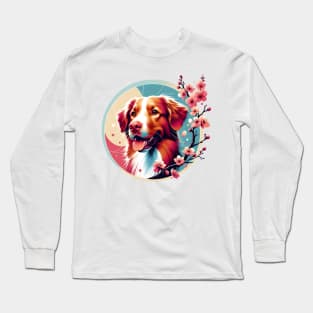 Nova Scotia Duck Tolling Retriever Amidst Spring Cherry Blossoms Long Sleeve T-Shirt